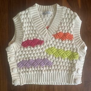 Zara Colorblock Knit Vest, Small